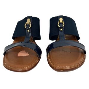 Italian Shoemakers Shoes Women 8 M Navy Wedge Stretch Slipon Vacay Chic Poolside